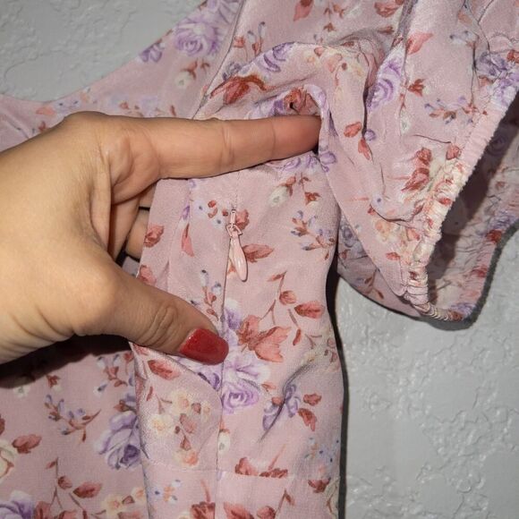 New‎ LoveShackFancy Pink Dust Storm Floral 100% Silk Angie Maxi Dress Size 6 - Picture 9 of 10